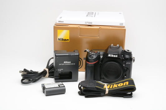 Nikon D7100 DSLR Body Only Batt, charger, Only 18,455 Acts! Fully tested, boxed