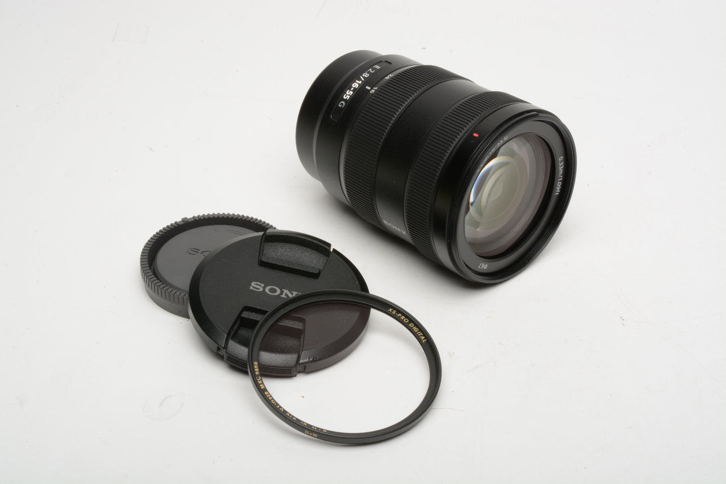 Sony E 16-55mm f2.8G Lens SEL1655G w/Caps + B&W UV filter, Mint-