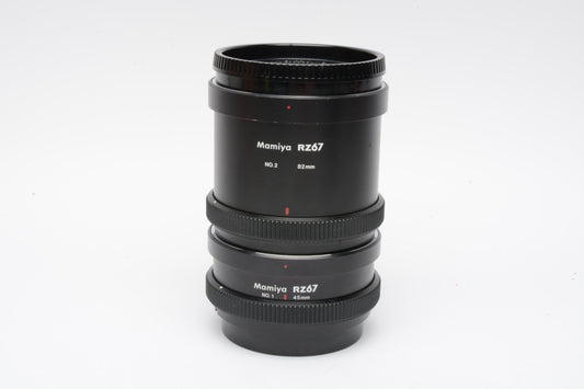 Mamiya RZ67 Auto Extension Tube No.1 45mm & No.2 82mm w/Caps