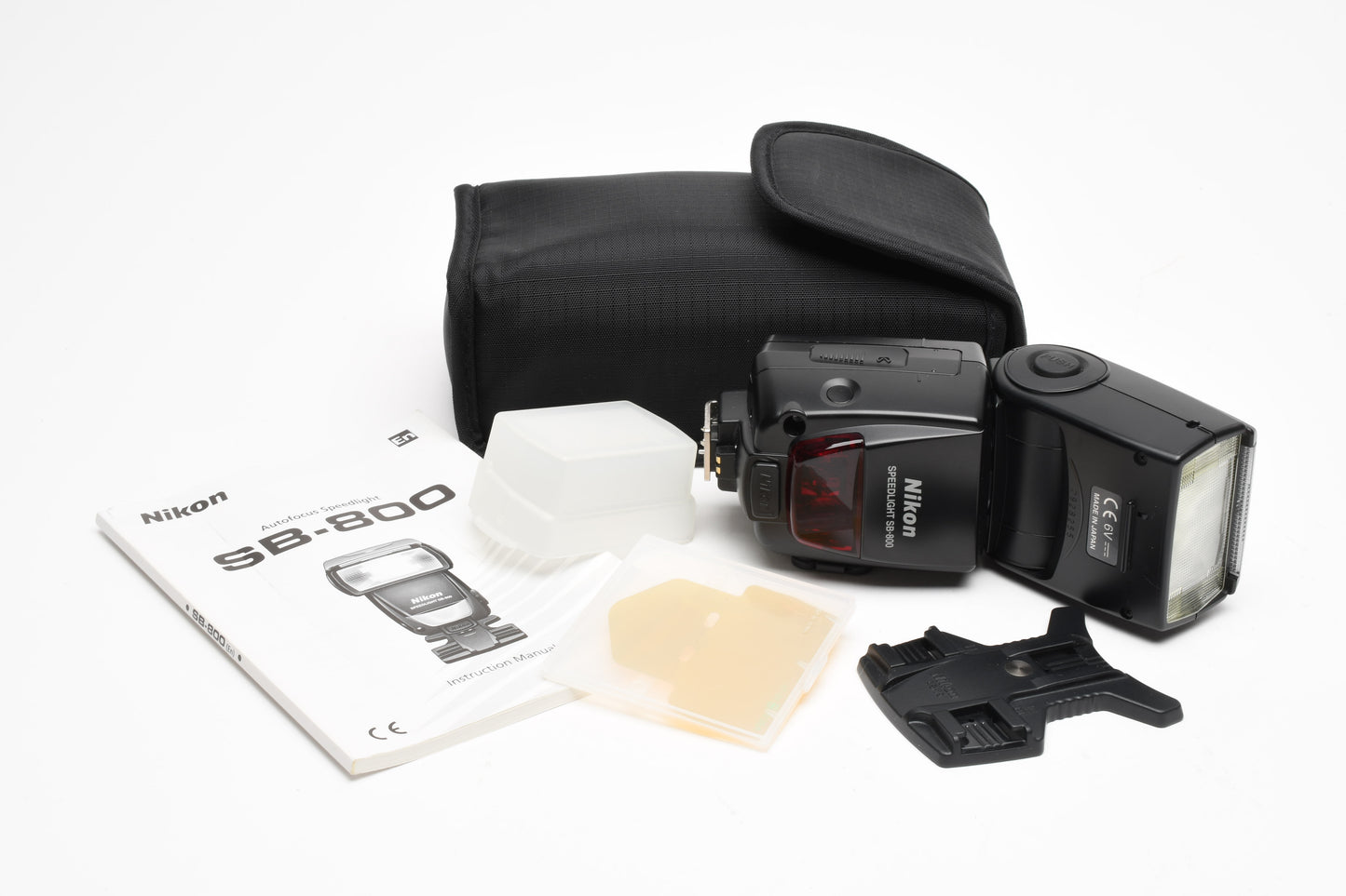 Nikon SB-800 Speedlight flash w/diffuser, stand, filters, Mint-