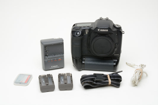 Canon EOS 10D DSLR Body w/BG-ED3 Grip, 2batts, charger, USB, strap, +8GB CF card