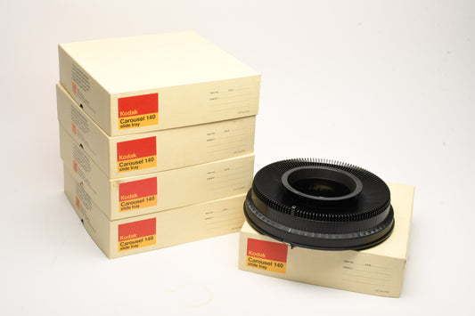 5X Kodak Carousel 140 trays, Nice & clean w/round lids