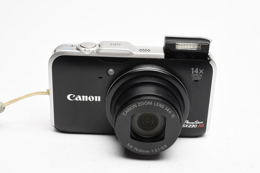 Canon Powershot SX230HS 12.1MP w/GPS Digital Point&Shoot camera, 2batts, Great!