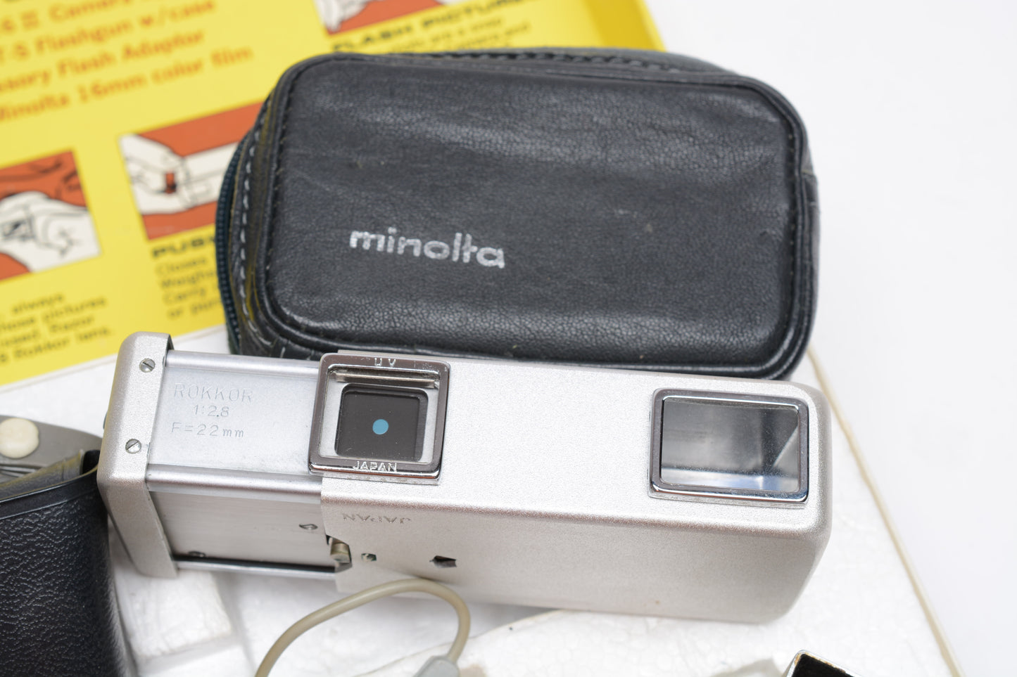 Minolta 16 II camera kit, flash, case, +Film! Very clean