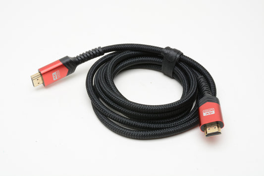 4K UHD HDMI Mesh Cable 78" ~6.5ft Black w/Red Tips