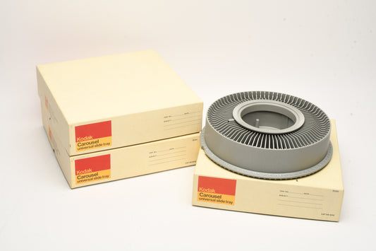 3X Kodak Carousel Ektagraphic 80 trays, Nice & clean w/round lids