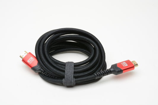 4K UHD HDMI Mesh Cable 118" ~10ft Black w/Red Tips