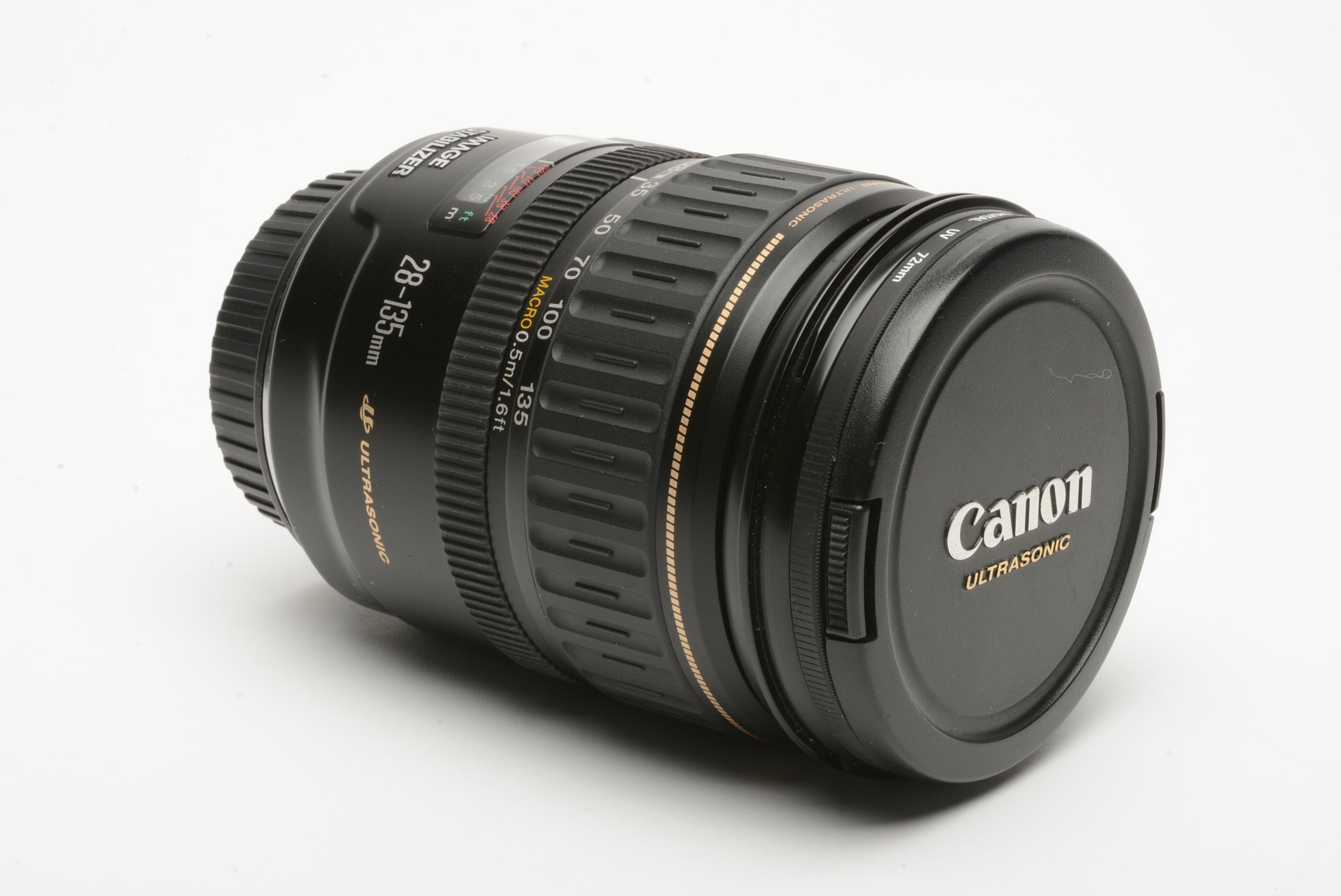 Canon EF 28-135mm f3.5-5.6 IS zoom lens, caps + UV filter, clean 