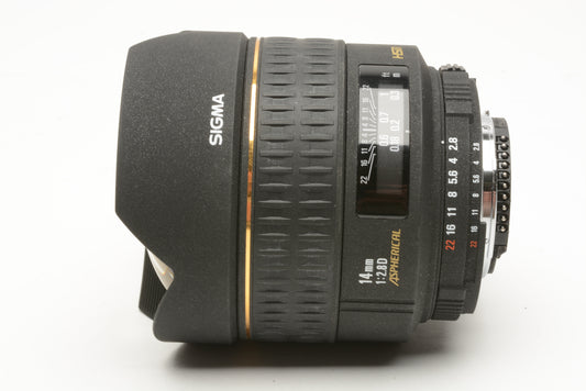 Sigma AF 14mm 1:2.8 D HSM EX For Nikon F Mount Aspherical Lens