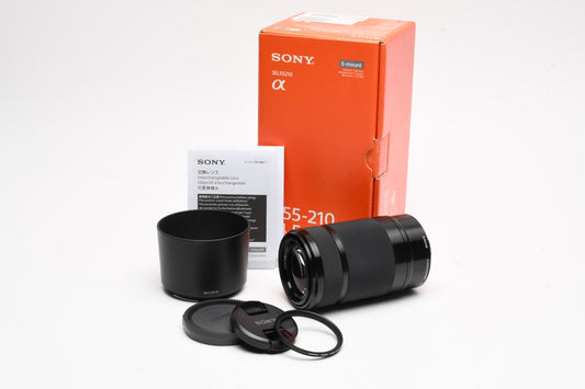 Sony 55-210mm f4.5-6.3 OSS zoom lens (Black) Boxed, Mint + UV