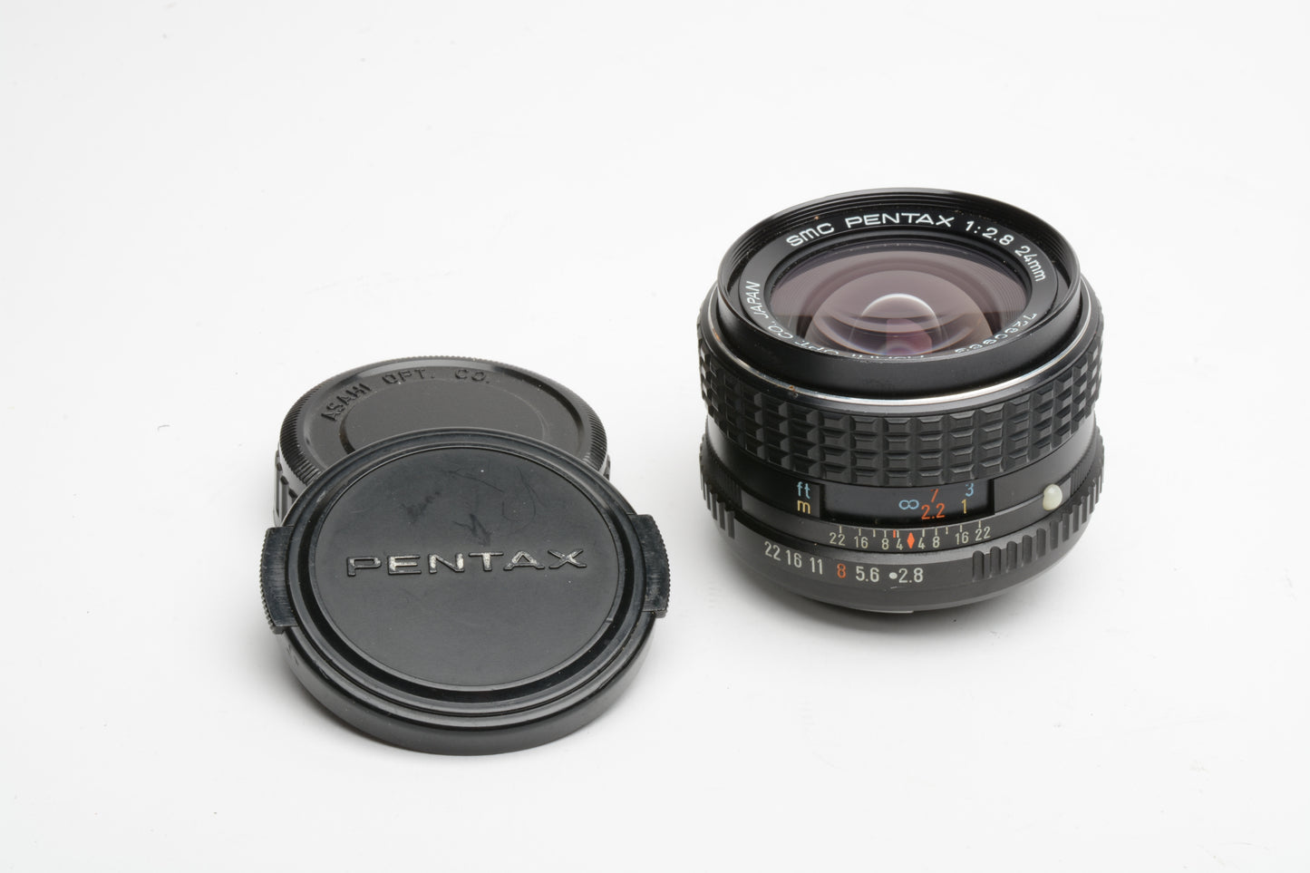 Pentax-M SMC 24mm f2.8 wide lens PK Mount w/Caps+Case