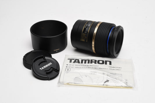 Tamron SP 90mm f2.8 Macro 1:1 Di Lens for Sony A Mount 272E + Hood