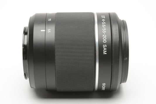 Sony 55-200mm f4-5.6 DT SAM Version 2 lens, caps, hood, UV filter