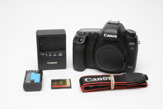 Canon EOS 5D Mark II DSLR Body, batt, Charger, 32GB CF Nice, *Read