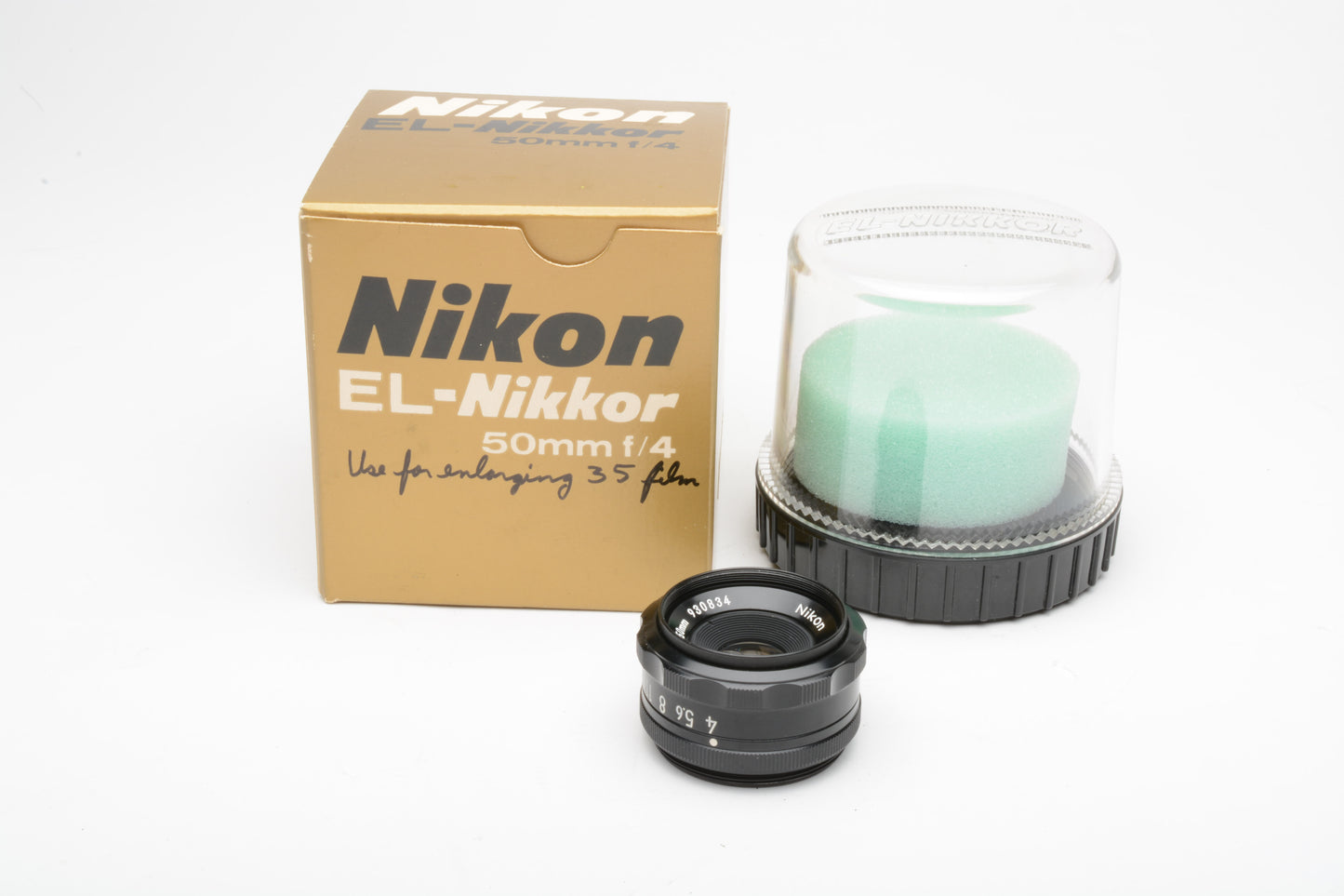 Nikon EL-Nikkor 50mm f4 enlarging lens, case, box, Mint-