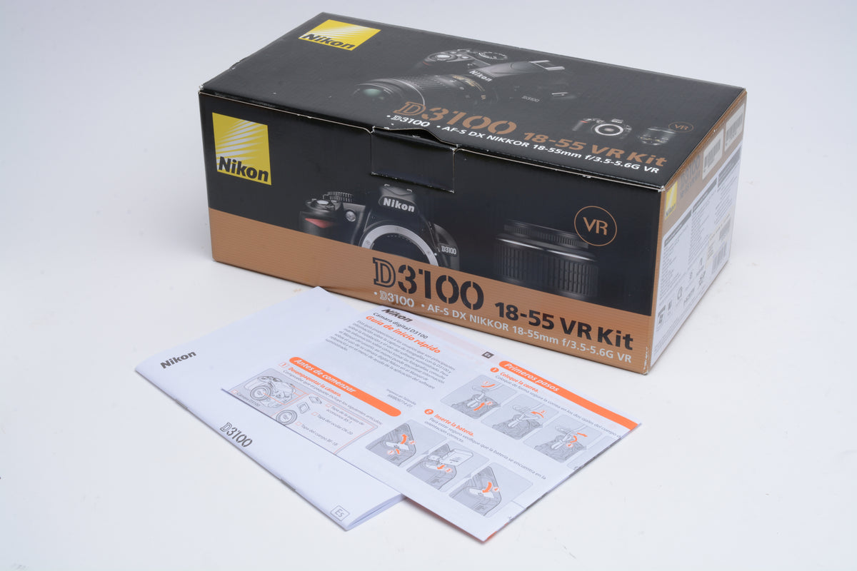 Nikon D3100 DSLR w/ AF-S Nikkor 18-55mm f3.5-5.6G VR Boxed Kit