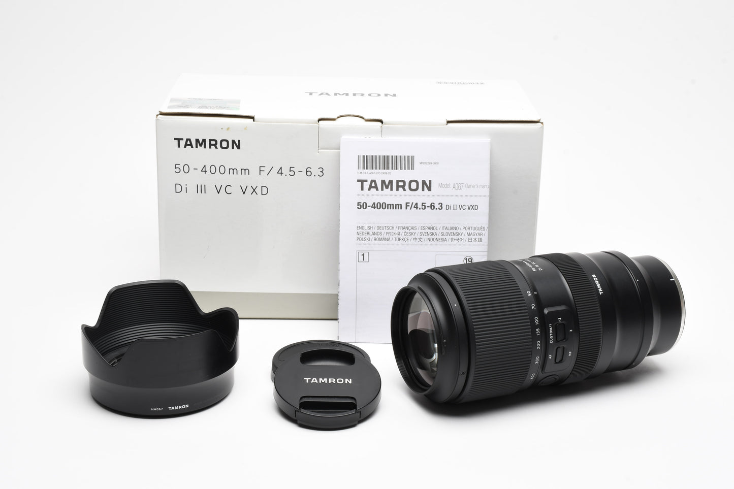 Tamron 50-400mm f4.5-6.3 Di III VC VXD Lens For Nikon Z, Hood, USA Version, Box