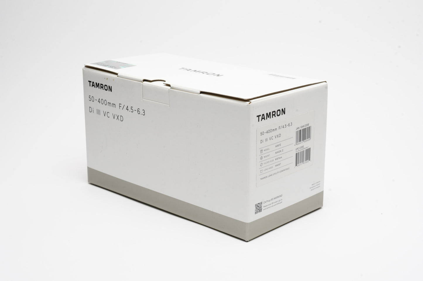 Tamron 50-400mm f4.5-6.3 Di III VC VXD Lens For Nikon Z, Hood, USA Version, Box