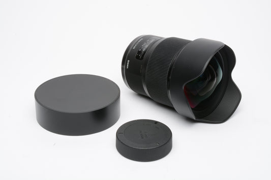 Sigma AF 20mm f1.4 DG HSM Art lens for Nikon, caps, Mint-