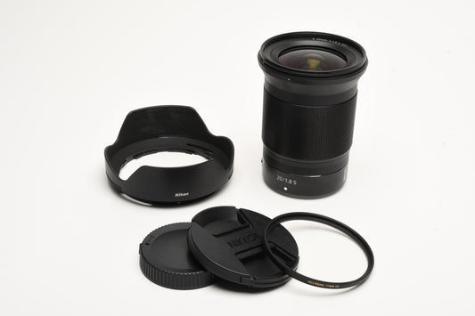Nikon Nikkor 20mm f1.8 S Z Mount lens, Hood+Caps, Mint-, USA Version +UV