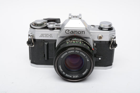 Canon AE-1 35mm SLR Camera w/50mm f1.8, New Seals, Great! Accurate