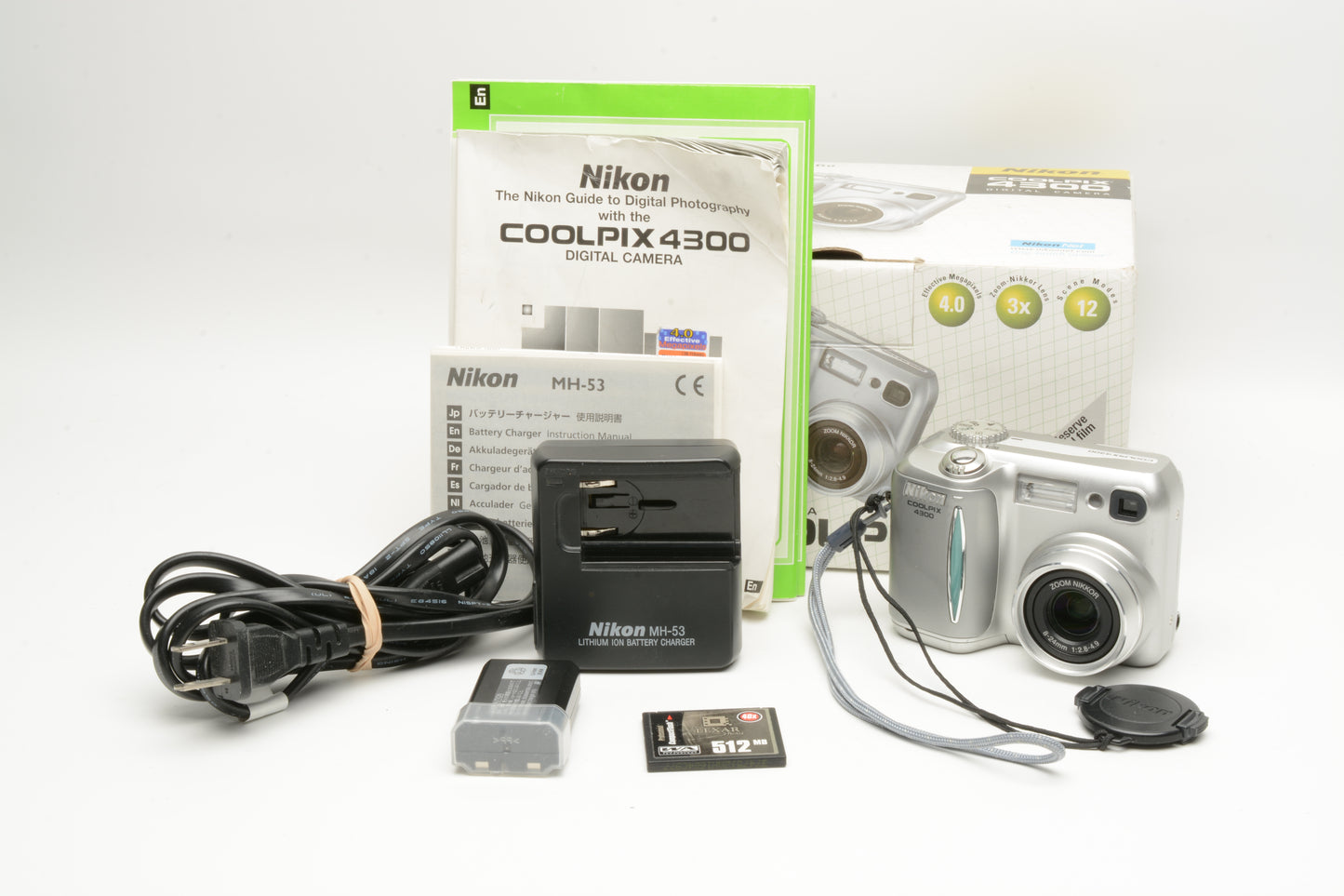 Nikon Coolpix 4300 4MP Digital Point&Shoot camera, Batt+charger+CF, Tested