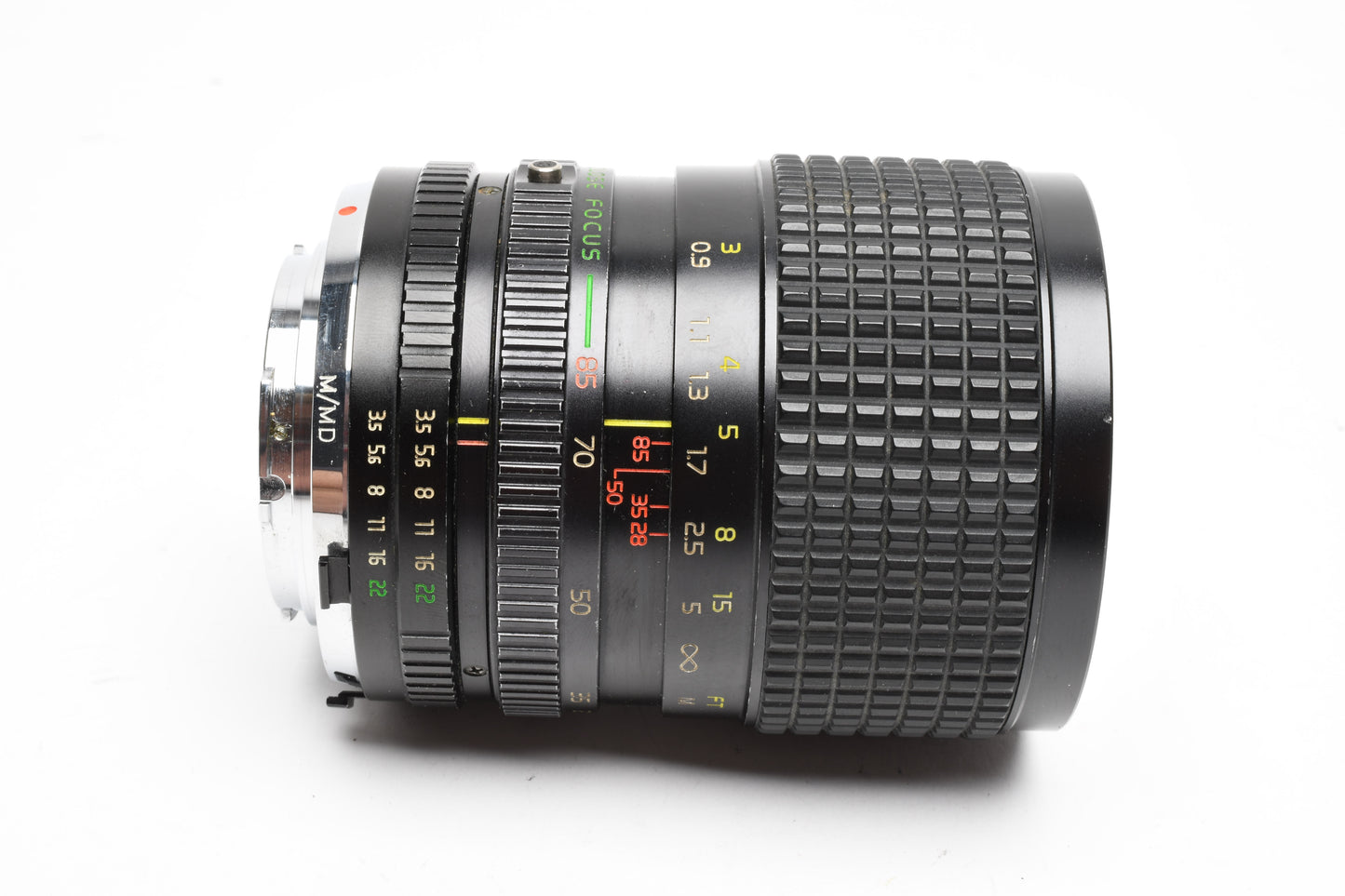 Tokina AT-X 28-85mm f3.5-4.5 zoom lens for Minolta MD w/Caps, Good!