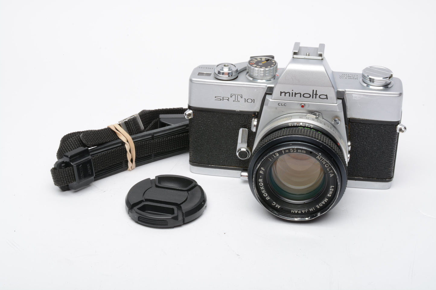 Minolta SRT-101 35mm SLR w/55mm F1.9 lens, new seals, accurate, tested, Good!