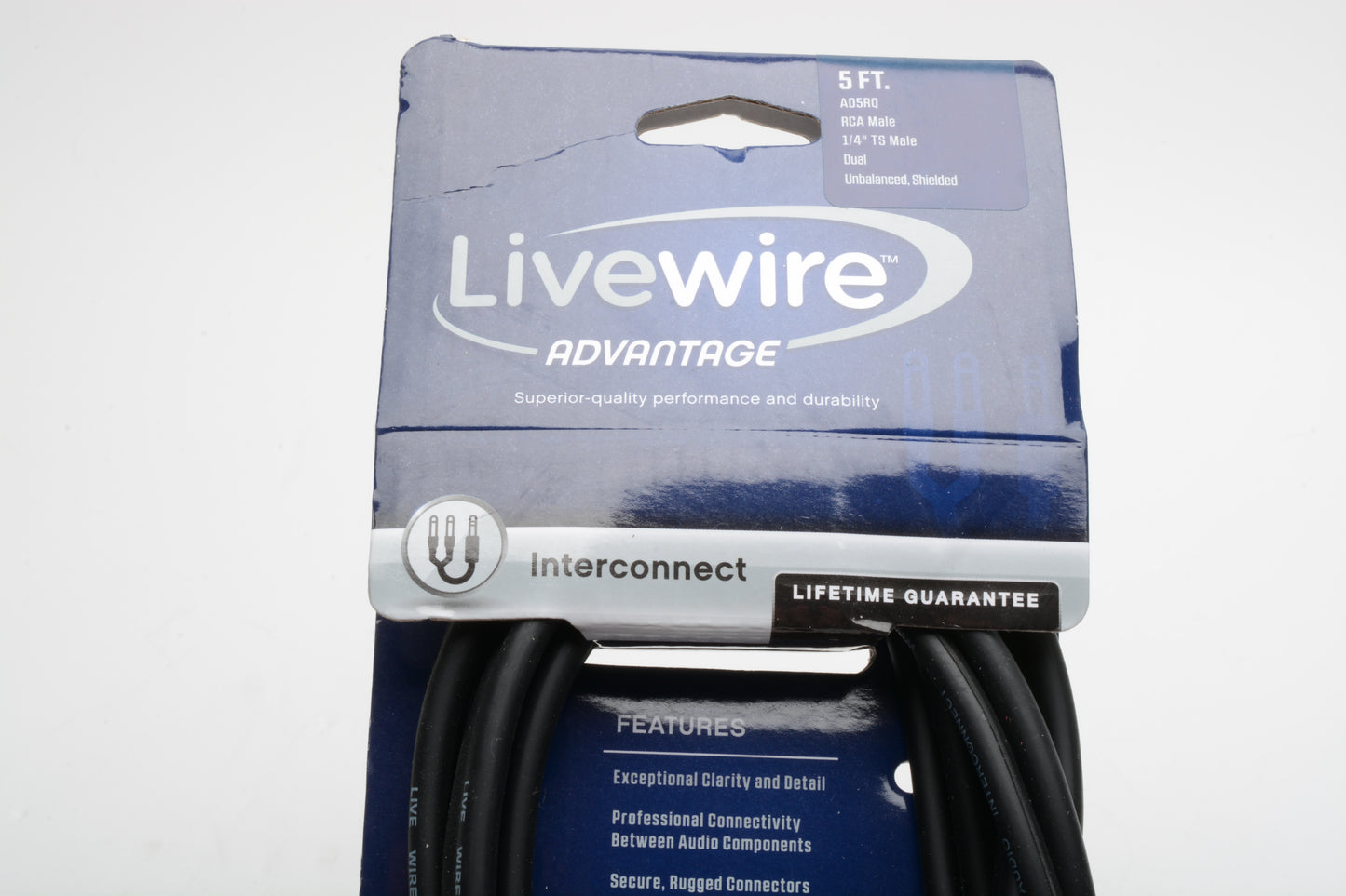 Livewire Advantage AD5RQ RCA Male  to 1/4" TS Male 5' Black