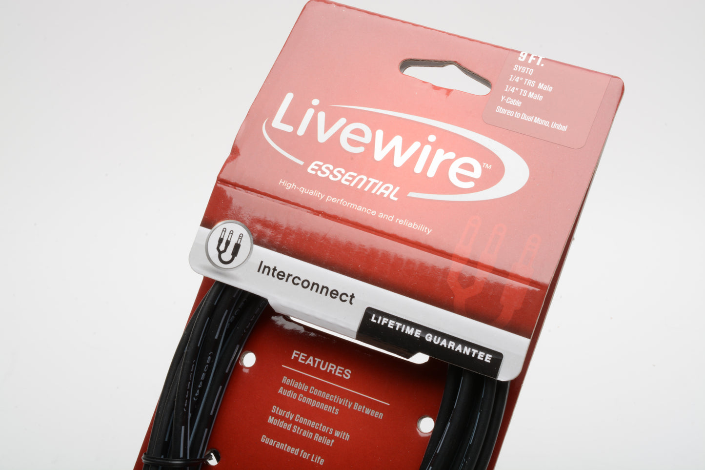 Livewire Essential Interconnect SY9TQ Y-Cable 1/4" TRS Male to 1/4" TS Male 9 ft Black