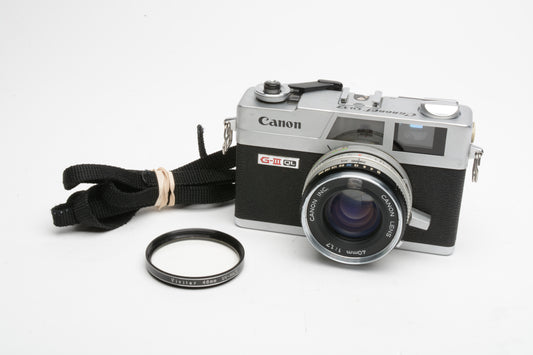 Canonet QL17 GIII Rangefinder Camera with 40mm 1.7 Lens, New seals, UV, tested, Clean!