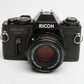 Ricoh KR-10 Super 35mm SLR w/50mm f2 Prime lens, cap, New seals, Strap, Nice