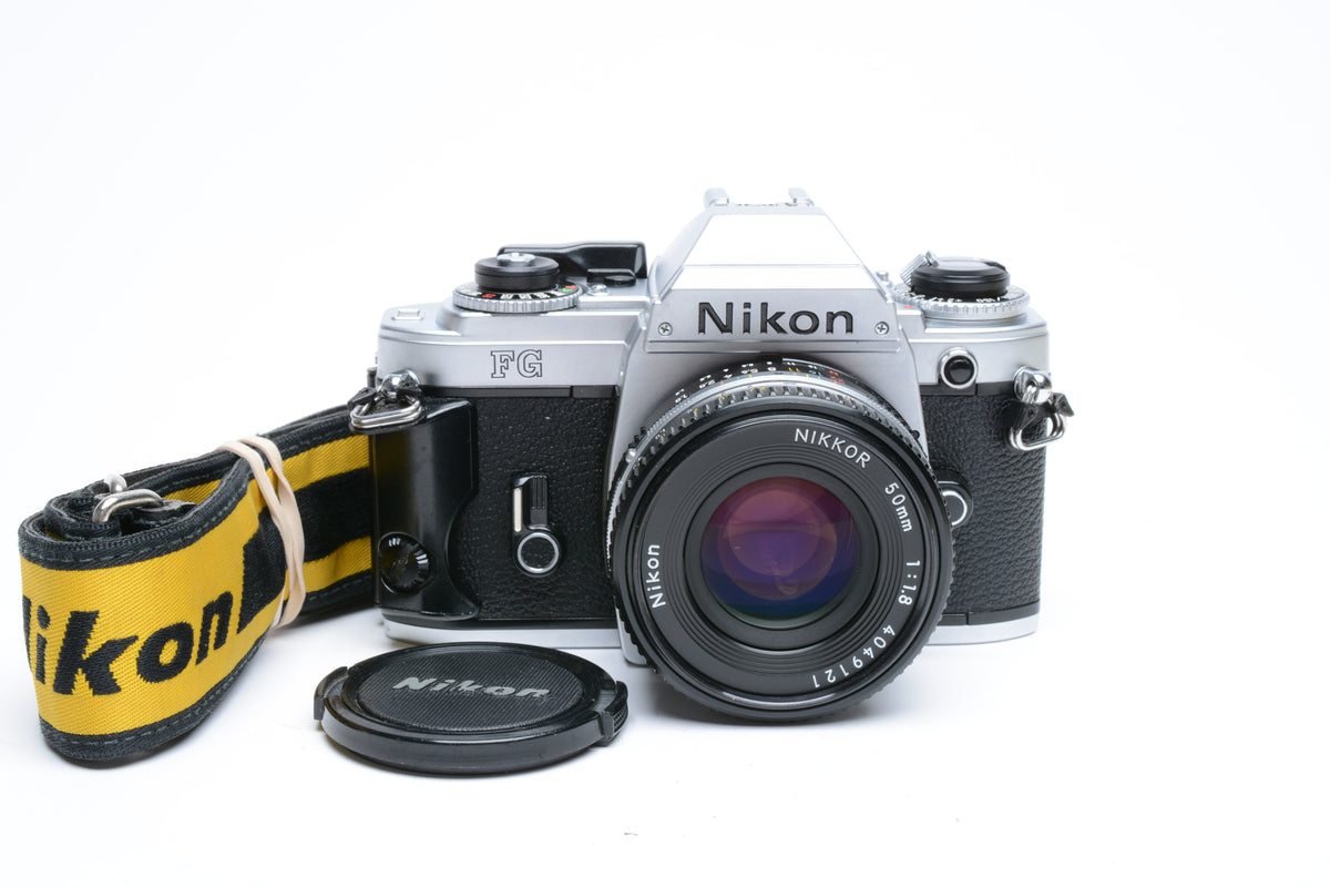 Nikon FG 35mm SLR w/Nikkor 50mm f1.8, New seals, Strap, Great!