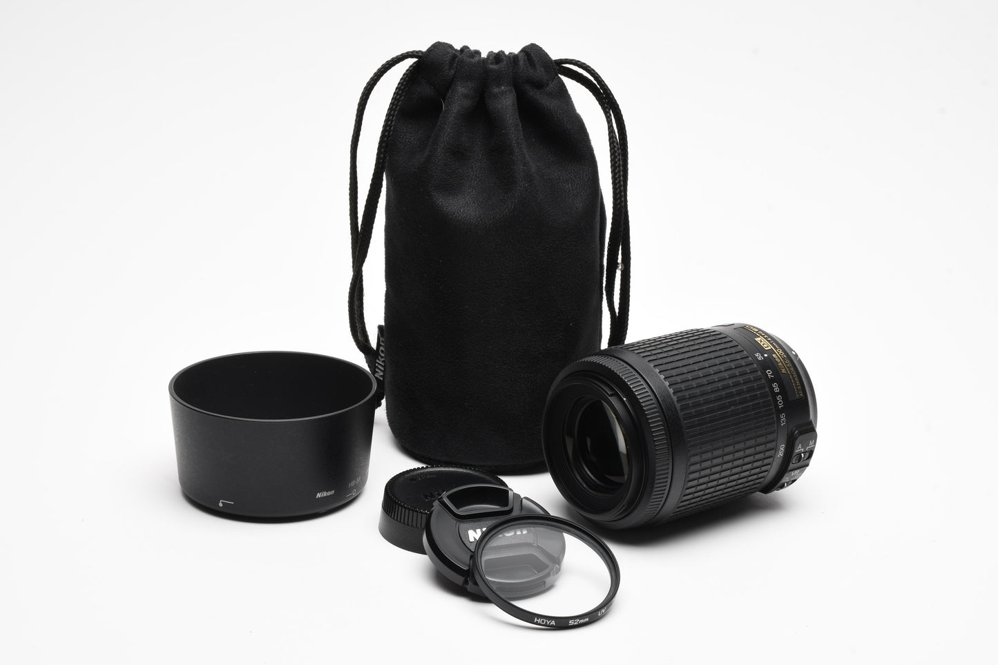 Nikon AF-S 55-200mm f4-5.6G ED VR DX SWM, Caps, Hood, UV, Pouch, Mint-