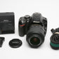 Nikon D3200 DSLR w/18-55mm f3.5-5.6G VR lens, batt+charger+strap 20K Acts