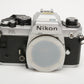 Nikon FA 35mm SLR Chrome Body Only w/new seals, Tested, Very Nice!