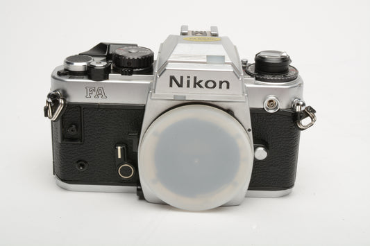 Nikon FA 35mm SLR Chrome Body Only w/new seals, Tested, Very Nice!