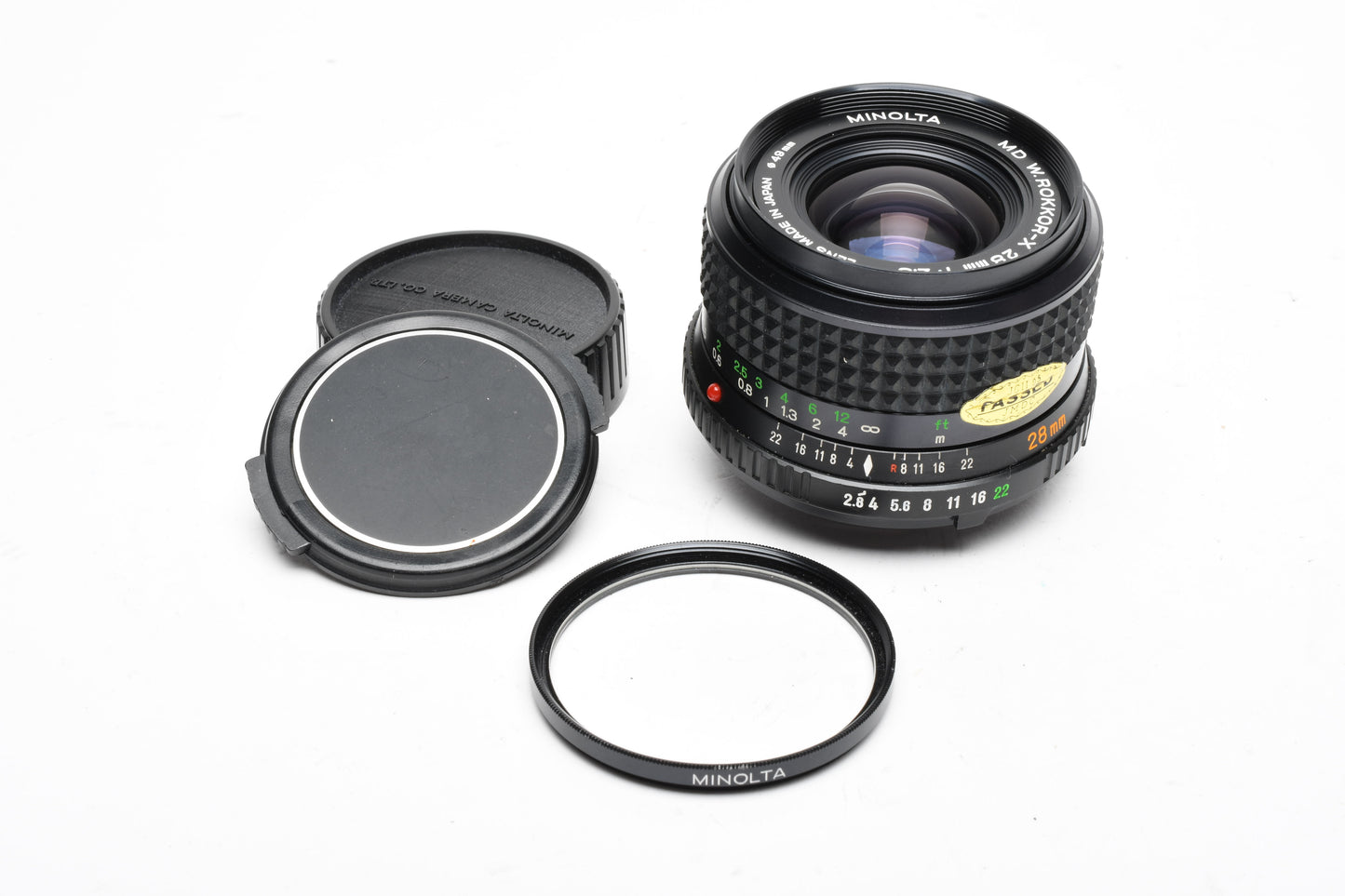 Minolta W.Rokkor-X 28mm f2.8 MD Mount, caps, clean, smooth, sharp +UV