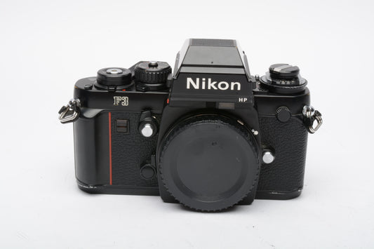 Nikon F3 HP 35mm SLR Body, new seals, manual, strap, tested, accurate, Nice Pro!