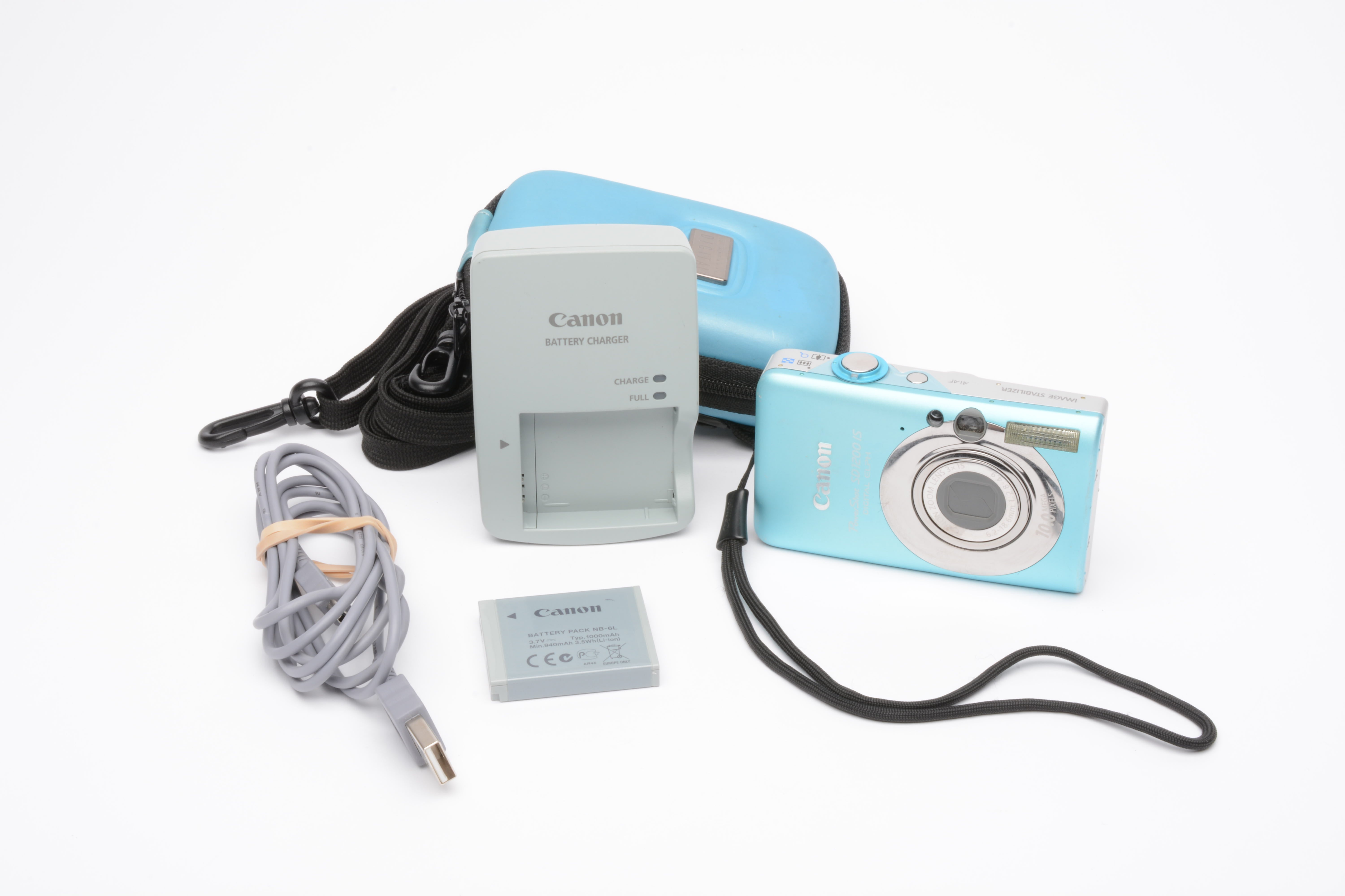 Canon Powershot SD1200 IS 10MP Blue/Teal Digital Camera buy w/battery+charger WORKS