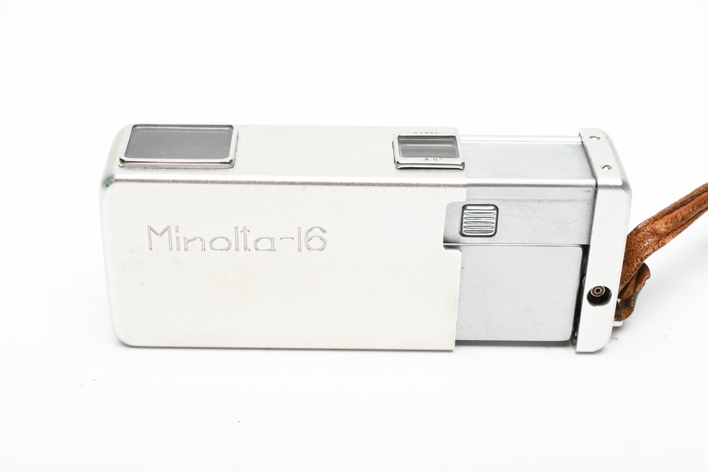 Minolta 16 Subminiature camera, case, UV, strap, Works! Clean