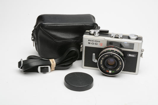 Ricoh 500G 35mm Rangefinder Film Camera w/Rikenon 40mm f2.8+case+new seals