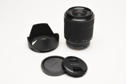 Sony FE 28-70mm f3.5-5.6 OSS zoom lens SEL2870, caps, hood, Versatile