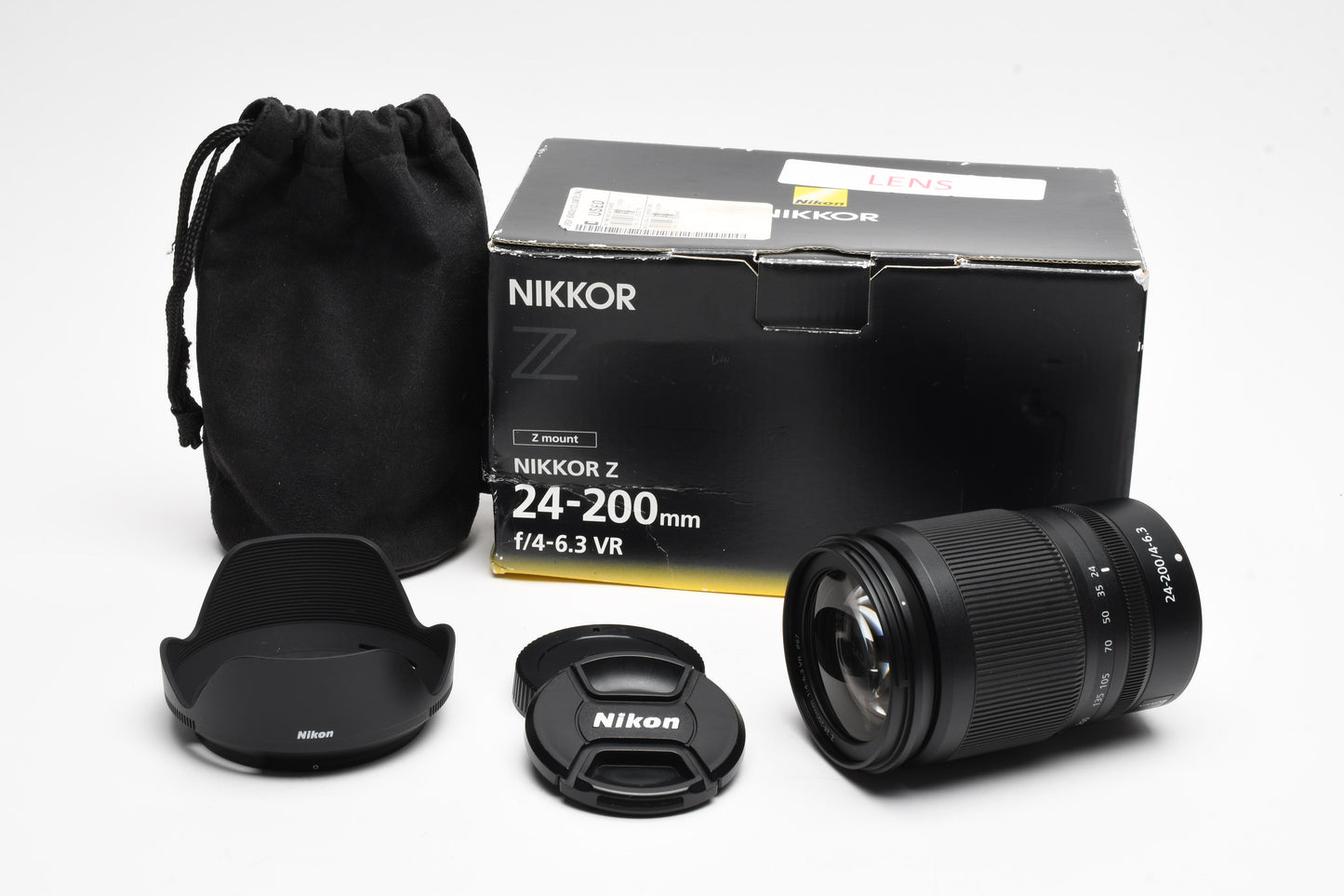 Nikon Nikkor Z 24-200mm f4-6.3 VR zoom, Hood+Caps, Boxed, USA, Mint-
