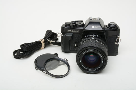 Ricoh KR-5 Super II 35mm SLR w/Sigma 28-70mm f3.5-4.5 zoom, UV, cap, tested