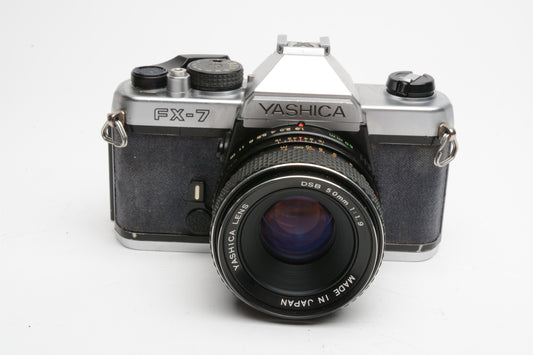 Yashica FX-7 35mm SLR w/50mm F1.9 DSB lens, cap, new seals, tested