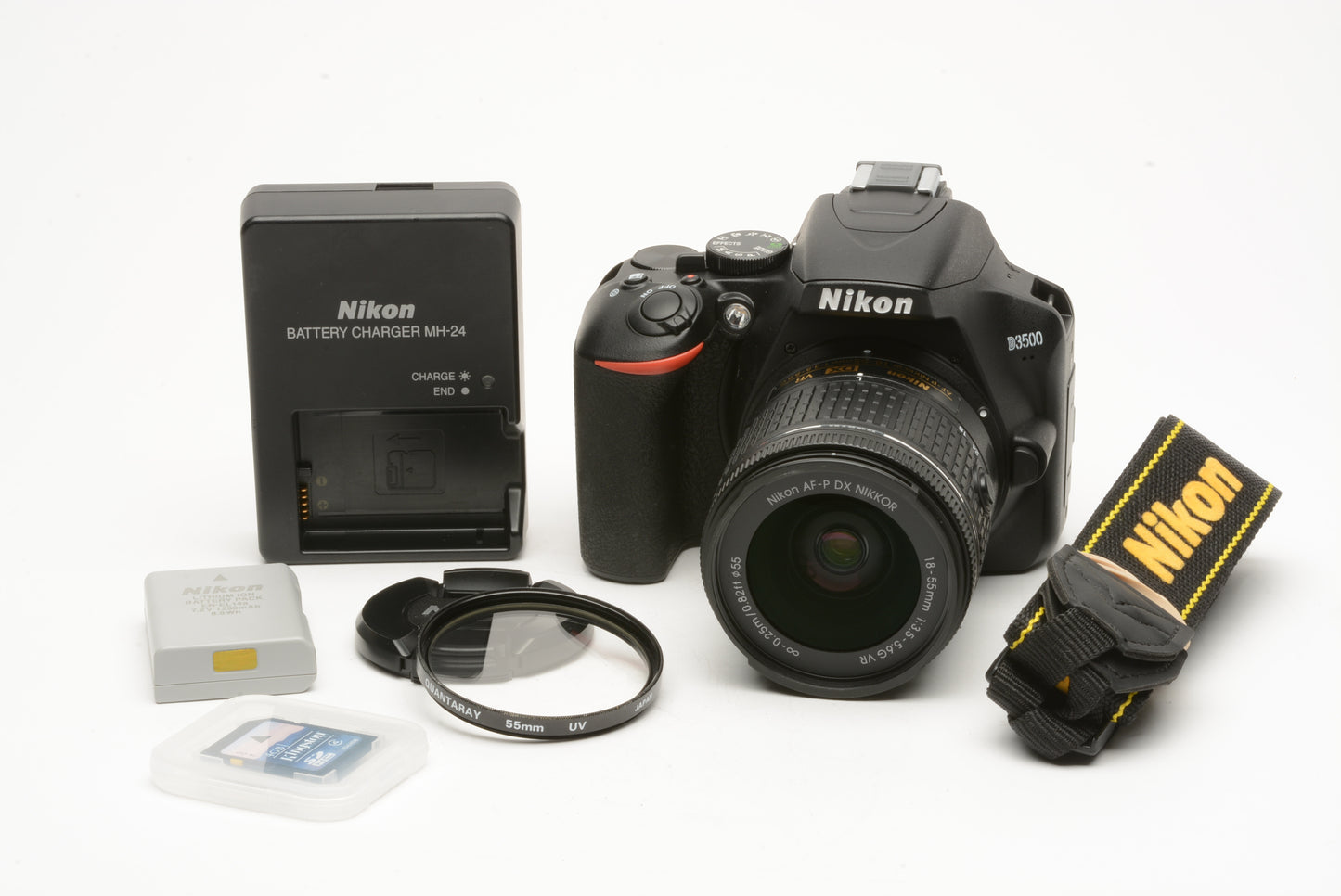 Nikon D3500 DSLR Camera w/AF-P 18-55mm f3.5-5.6 G VR zoom USA, only 30 Acts!!