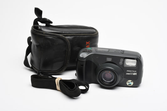 Pentax Zoom 90WR QD 35mm Point&Shoot camera w/ Strap, Remote, Case, Good!