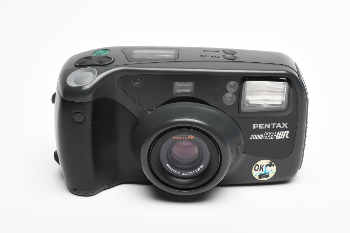 Pentax Zoom 90WR 35mm Point&Shoot camera w/ Strap, Remote, Case, Good!