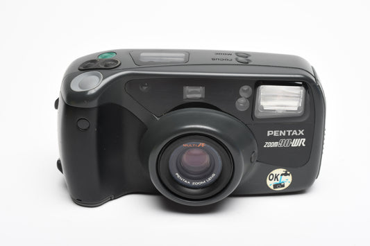 Pentax Zoom 90WR QD 35mm Point&Shoot camera w/ Strap, Remote, Case, Good!